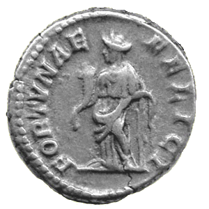 Fortuna on a Roman denarius